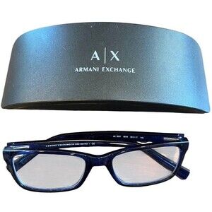 Armani Exchange Shiny Transparent Blue Eyeglass Frames Case Cloth 53-17-145
